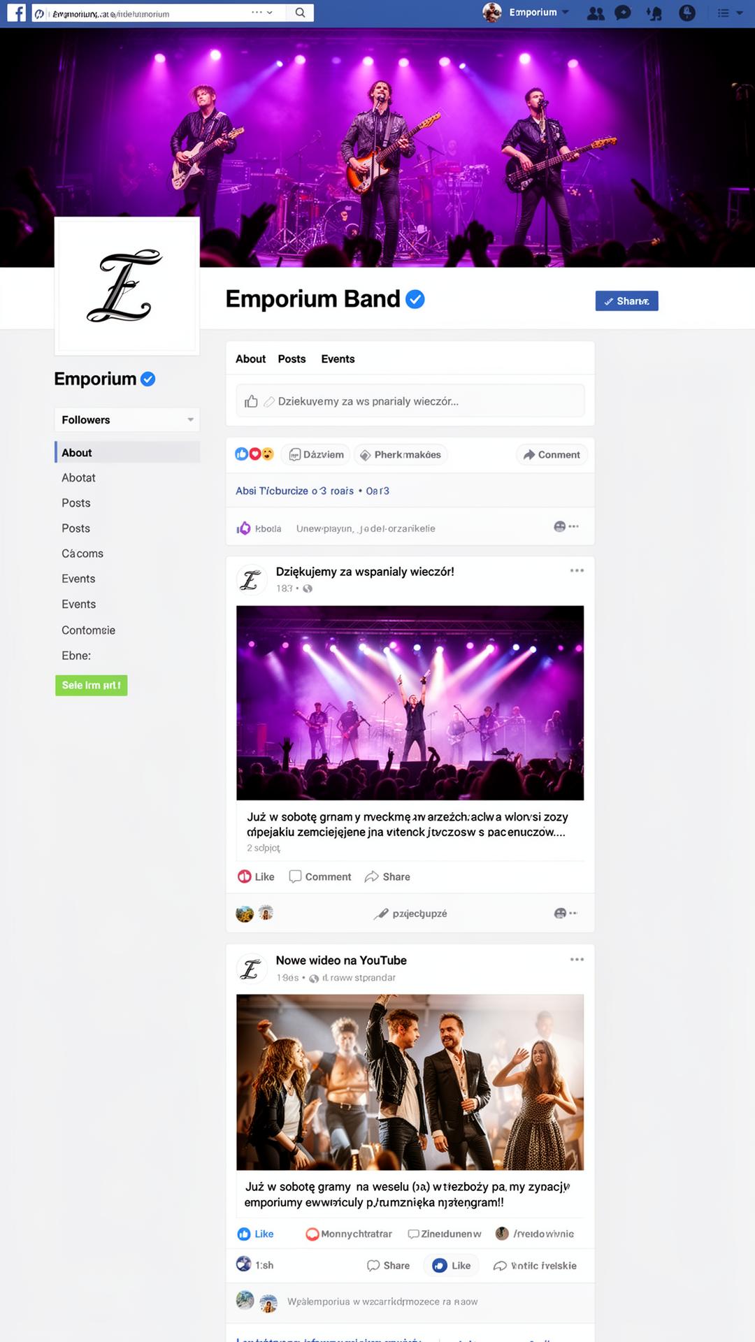 Podgląd strony Emporium na Facebooku